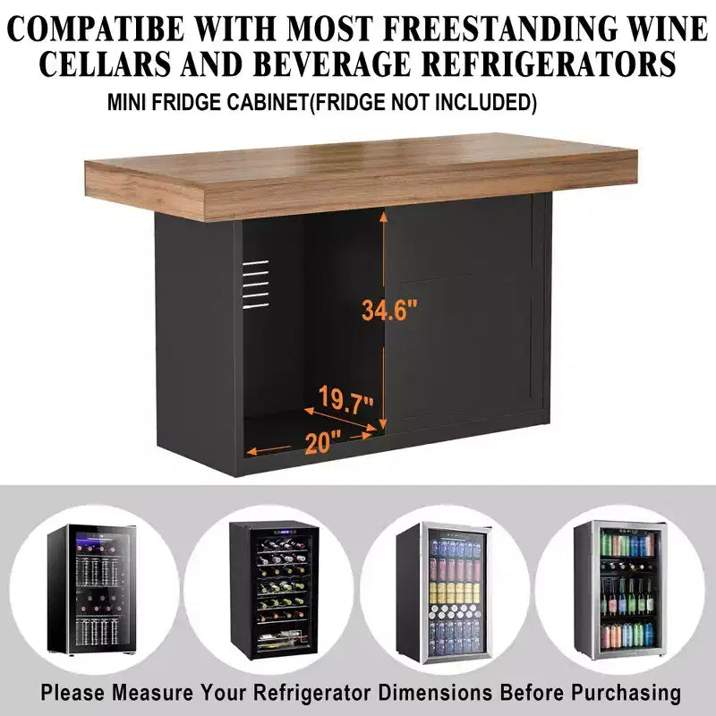 Tavolo Alto da Bar con Spazio per Frigo e Contenitore, Tavolo da Pub con Altezza Bancone di 104 cm per Sala da Pranzo o Cucina