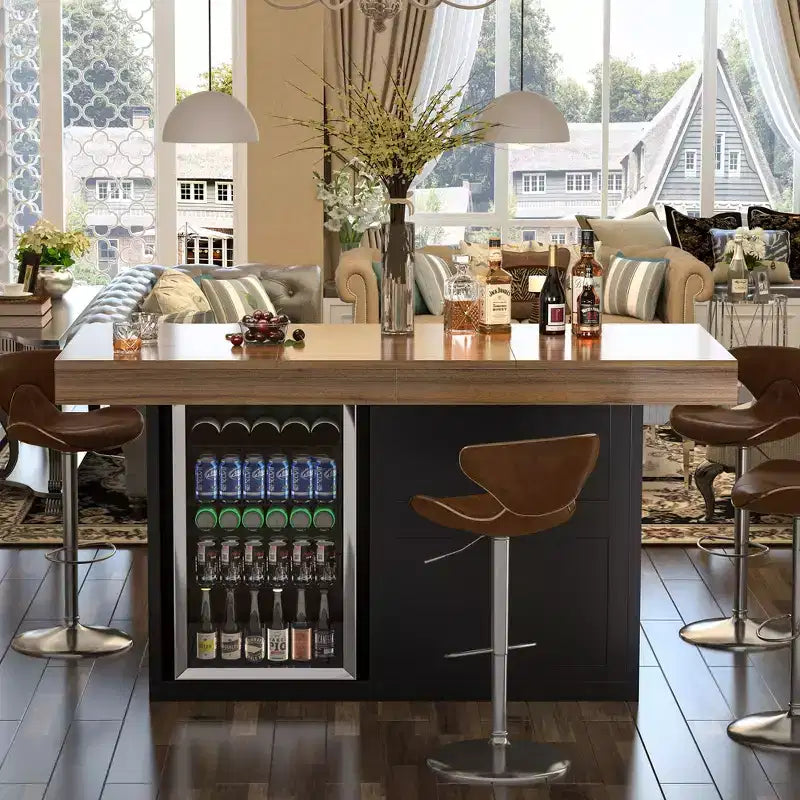 Tavolo Alto da Bar con Spazio per Frigo e Contenitore, Tavolo da Pub con Altezza Bancone di 104 cm per Sala da Pranzo o Cucina